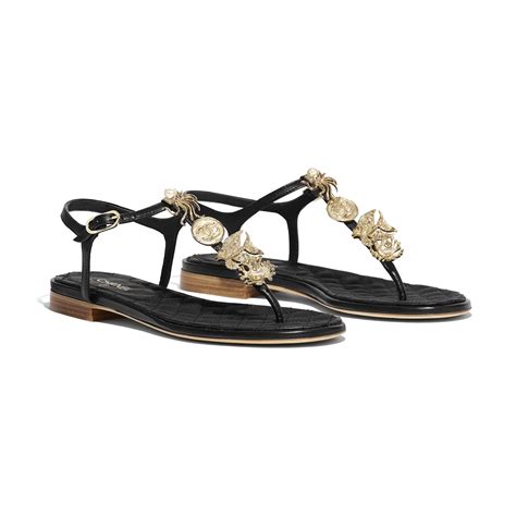 chanel black and gold sandals|Chanel black and white sandals.